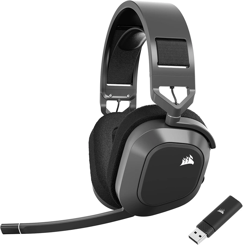 Corsair HS80 MAX Wireless Multiplatform Gaming Headset with Bluetooth – Dolby Atmos – Broadcast Quality Microphone – iCUE Compatible – PC, Mac, PS5, PS4, Mobile – Steel Gray