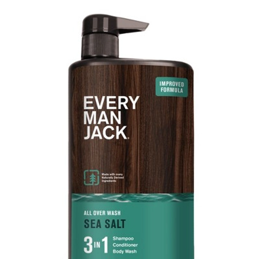 Every Man Jack Sea Salt Hydrating Men's 3-in-1 Body Wash and Shampoo and Conditioner - 28.8 fl oz