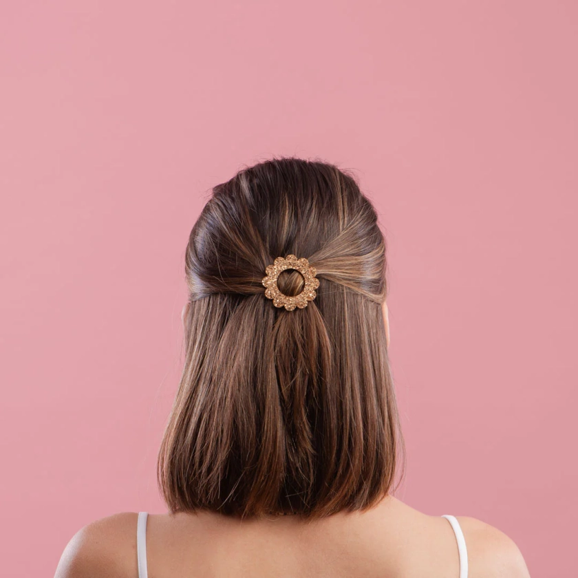 Barrette Ronde Sunflower Champagne - Accessoire Cheveux Élégant | Les Nicolettes