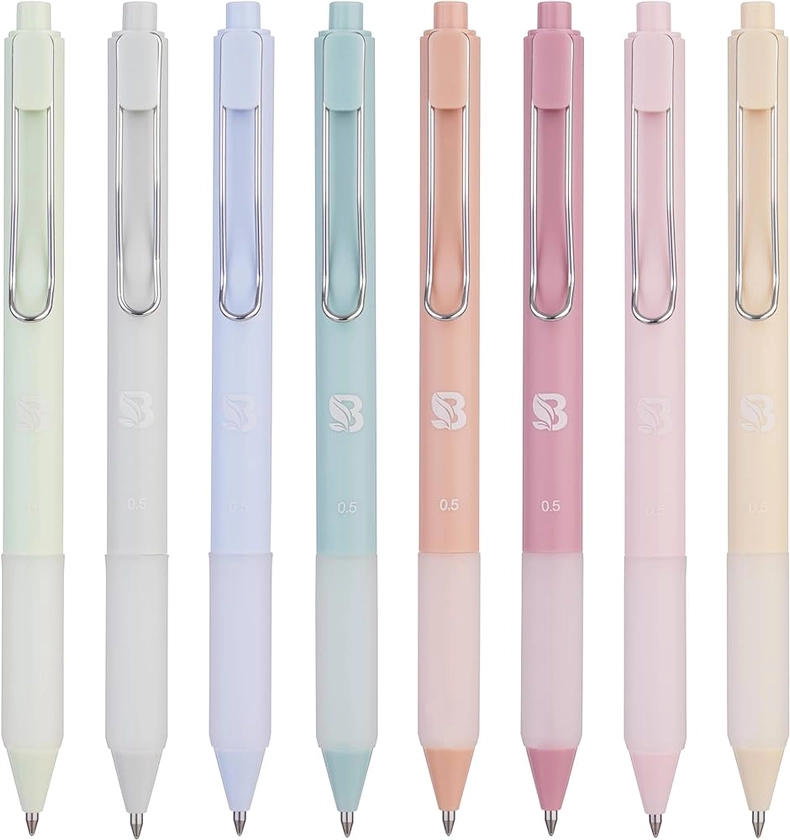 Pastel Colored Gel Pens With Cool Matte Finish, Aesthetic and Cute Pens With Smooth Writing For Journaling And Bible Note Taking No Bleed Through, Cute School Supplies 8 Pack