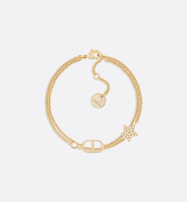 Petit CD Double Bracelet Gold-Finish Metal and White Crystals | DIOR