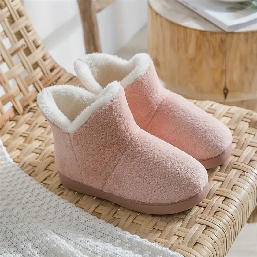 Minimalist Solid Color Home Boots Platform Soft Sole Plush - Temu