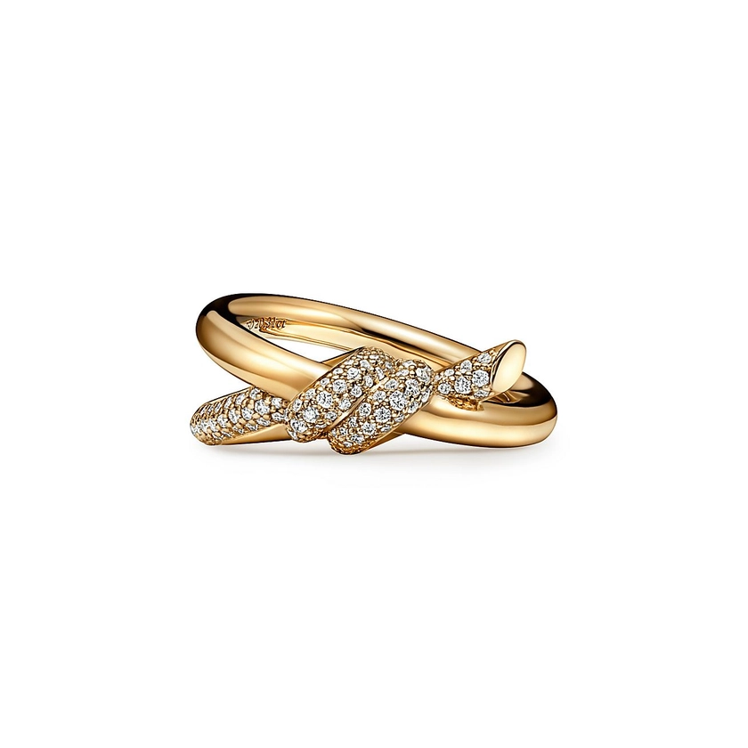 Tiffany Knot Double Row Ring in Yellow Gold with Diamonds | Tiffany & Co.