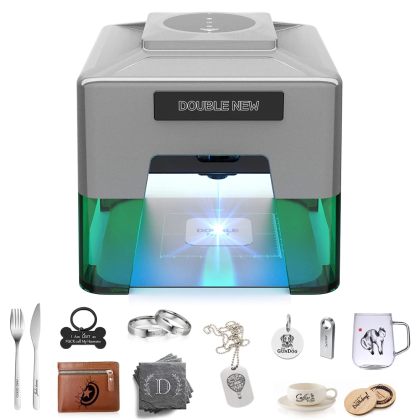 DOUBLE NEW XN003 Mini graveur laser Bluetooth et Type-C, machine de gravure à mise au point variable, acier inoxydable, verre, bois, zone mise en œuvre de 90x80mm, 5W