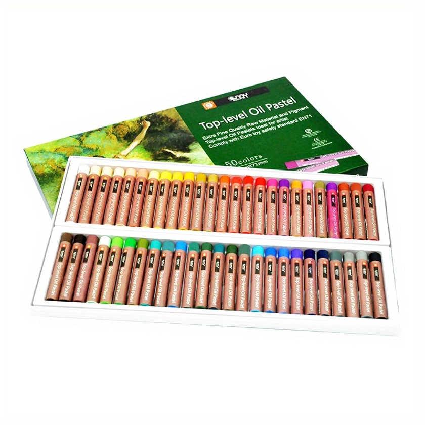 Ensemble de 50 crayons de couleur à l&#39;huile Top Series pour étudiants, idéal pour les fournitures de peinture. Matériau : cire