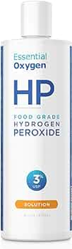Essential Oxygen Food Grade Hydrogen Peroxide, Natural Cleaner, 3% USP, White, 16 Ounce
