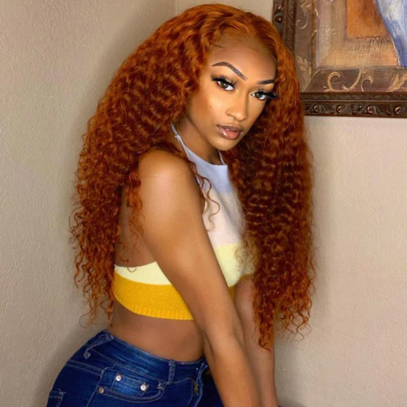 Ginger Color Wig Curly Hair 13x4 HD Lace Front Wig 100% Virgin Human Hair Wig Natural Hairline With Baby Hair-Geeta Hair