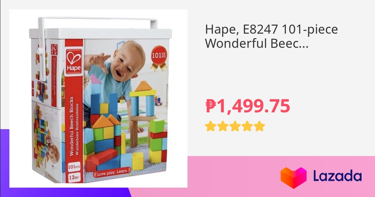 Hape BEST TOYS FOR KIDS Hape E8247 101-piece Wonderful Beech Blocks WOODEN TOY BUILDING BLOCKS