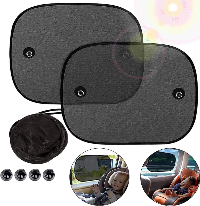 Amazon.fr : Skymico (Lot de 2) Pare-Soleil Voiture Bébé,avec Protection UV Certifiée, Pare-Soleil Auto-Adhésifs pour Enfants,PoseRapide/Facile,Sac de Rangement fourni,Taille 44 cm x 36 cm(Noir)