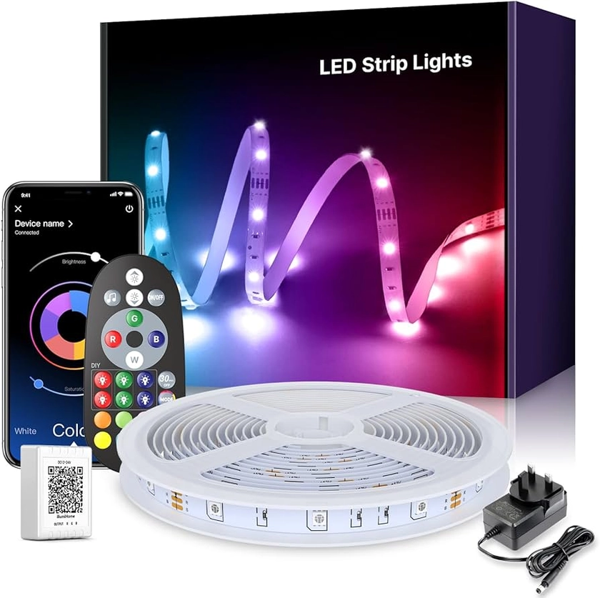 10M LED Strip Lights, Music Sync Color Changing LED Light with Smart App Control Remote, RGB LED Strip Lights for Bedroom Room Lighting Flexible Home Decoration, (1X10M)