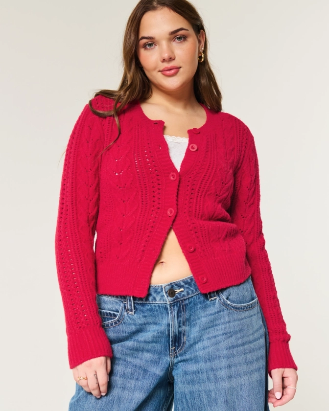 Women's Hollister Comfy Cloud Cable-Knit Cardigan | Women's | HollisterCo.com