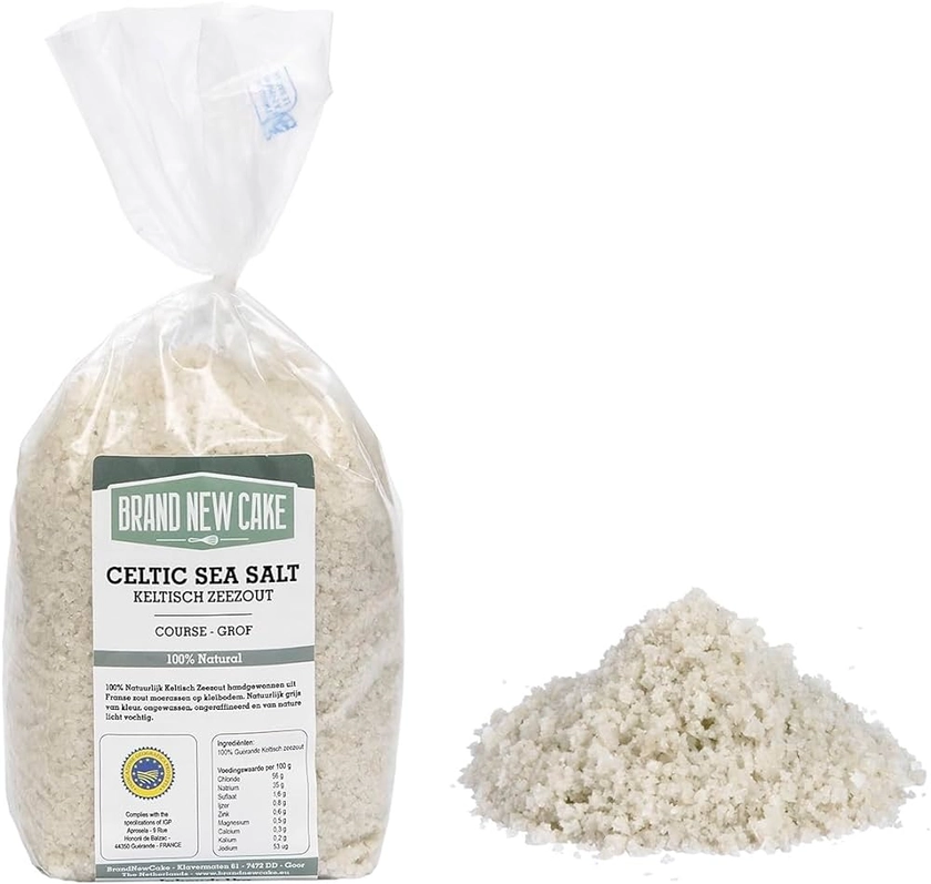 BrandNewCake® Sel de mer celtique grossière 1kg - Sel naturel grossier - Celtic Sea Salt - Sel celtique
