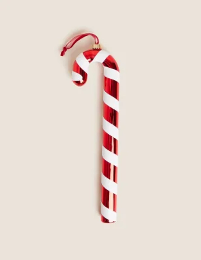 M&S Large Glass Candy Cane Tree Pick