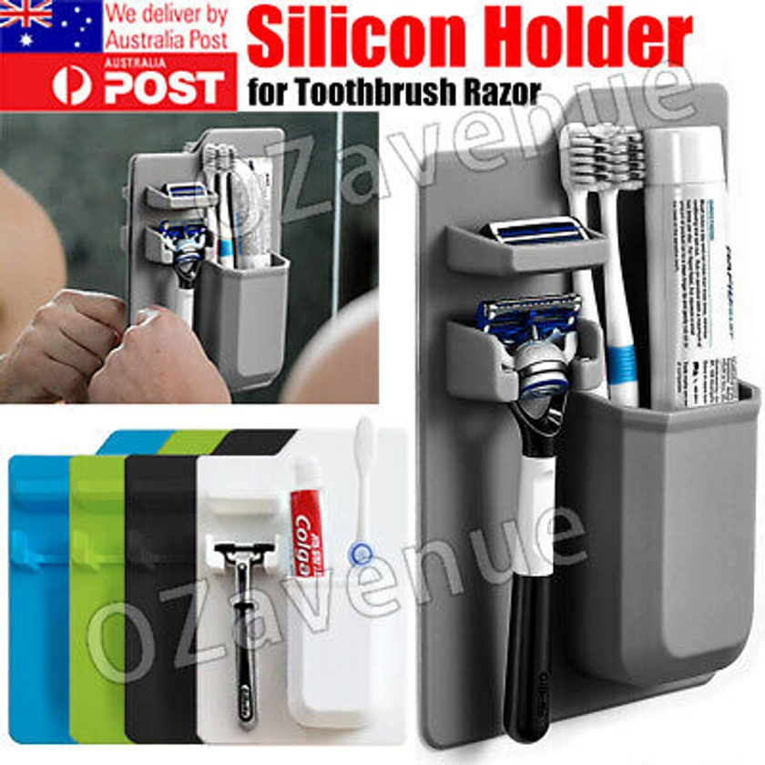 Space Toothbrush Holder Shower Organizer Silicone Bathroom Storage Razor AU