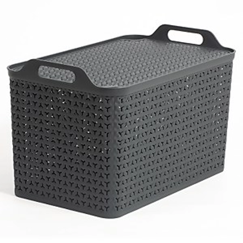Extra Large Urban Storage Basket with Lid - Charcoal