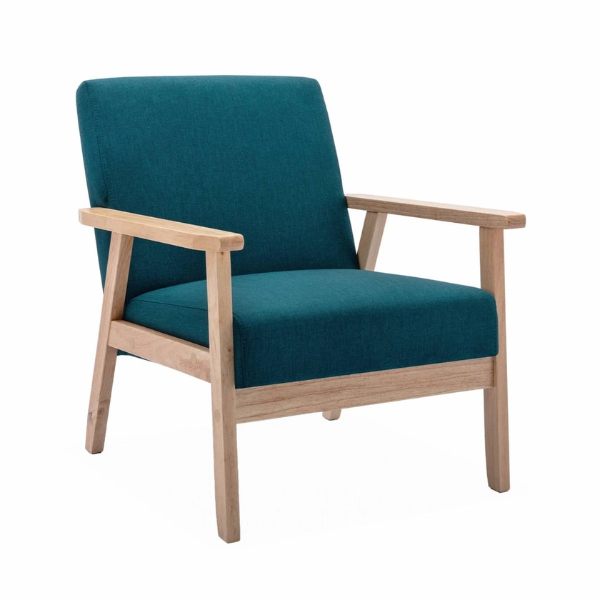 Fauteuil scandinave bois et tissu ISAK