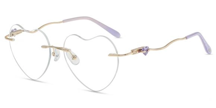 Lunettes de vue Femmes M24494 | Argent Métal Moyen Cœur lunettes | Firmoo FR