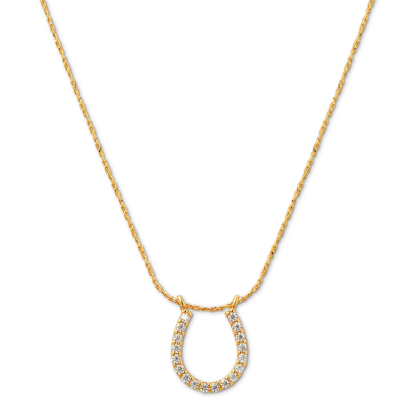 Orelia Lucky Horseshoe Pave Charm Necklace