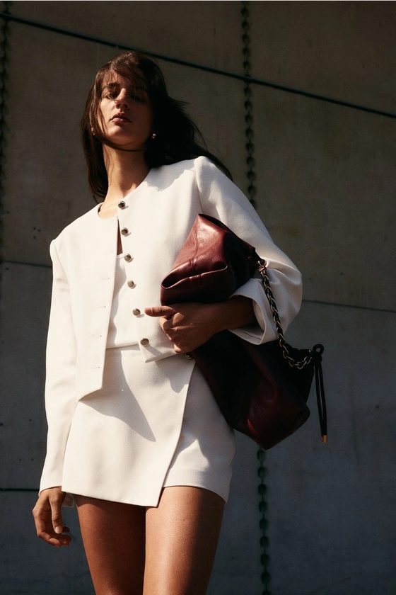 Mini jupe-short - Taille haute - Courte - Blanc - FEMME | H&M FR