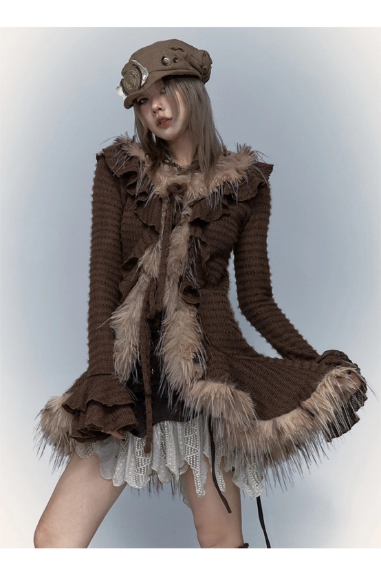 NO ROMANCE Gothic Fur Retro Long Cardigan - shop.cor