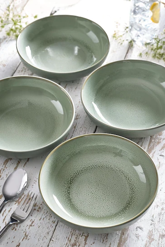 Buy Sage Green Logan Reactive Glaze Set of 4 Pasta Bowls from the Next UK online shop