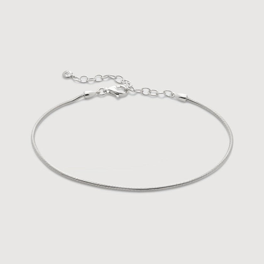 Sterling Silver Round Thin Snake Chain Bracelet