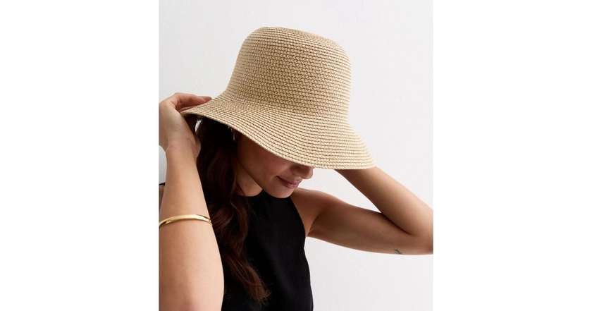 Stone Straw Effect Packable Bucket Hat | New Look