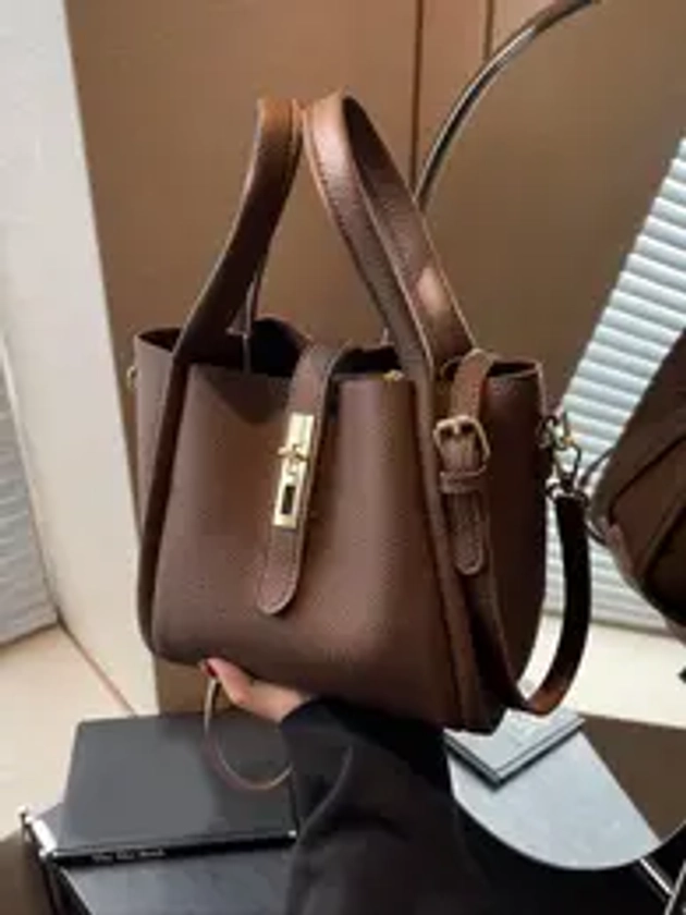 Women's Elegant Minimalist Handbag, Trendy Vintage Bucket Bag, 2024 Fall Chic All-match Handbag for Daily & Work Use Fall