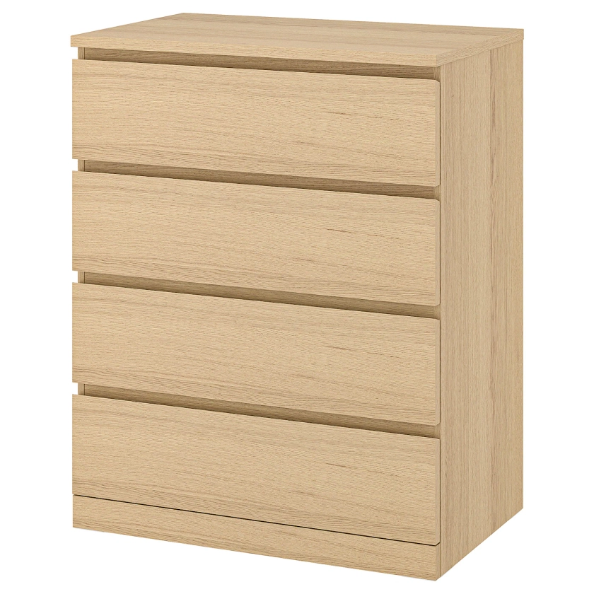 MALM 4-drawer chest, white stained/oak veneer, 311/2x393/8" - IKEA