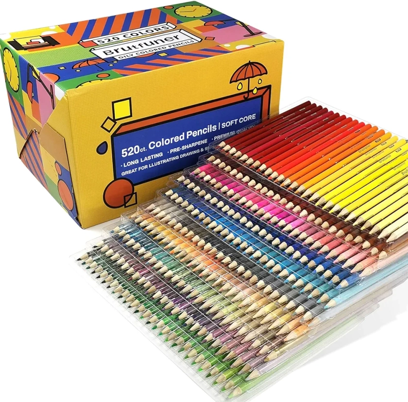 Ccfoud 520 crayons de couleur, ensemble professionnel de crayons de couleur, crayons gras à noyau souple pour artistes, adultes, enfants, coloriage de croquis, mélange et superposition