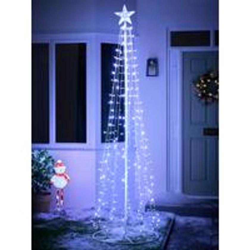 2.4m LED Metal Cone Outdoor Christmas Tree with Star Topper