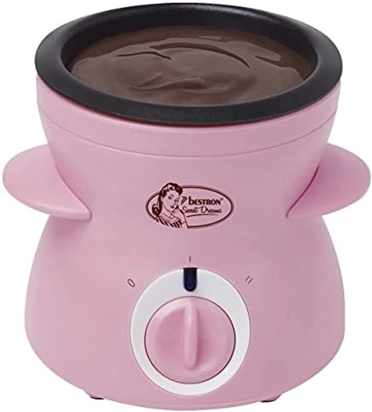 Bestron Chocolade-Fondueset voor 2 Personen, elektrische Chocofondue incl. 10x spiesen, 10x vorken in 1x spatel, 25 Watt, kleur: roze : Amazon.com.be: Home & Kitchen