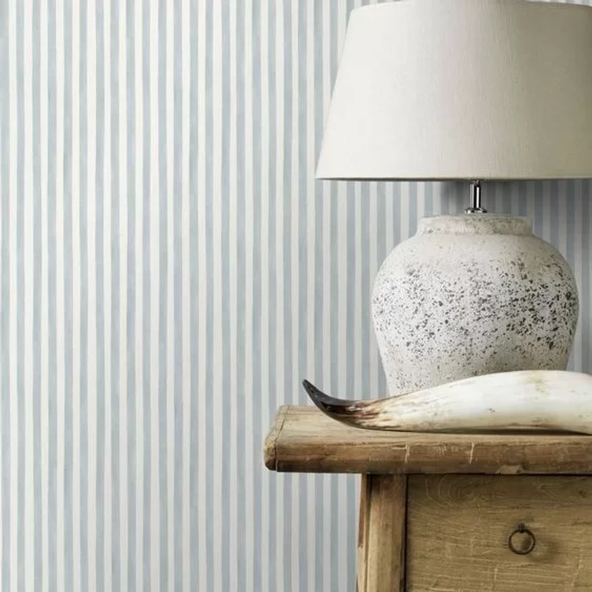 Watercolour Stripe by Albany - Pastel Blue / White - Wallpaper : Wallpaper Direct