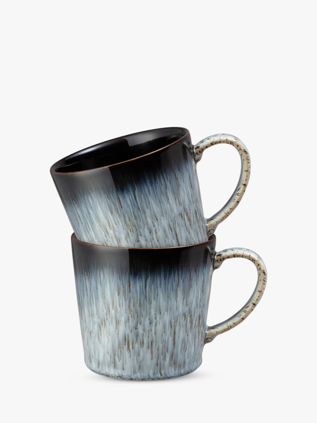 Denby Halo Stoneware Mug, 400ml, Set of 2, Black