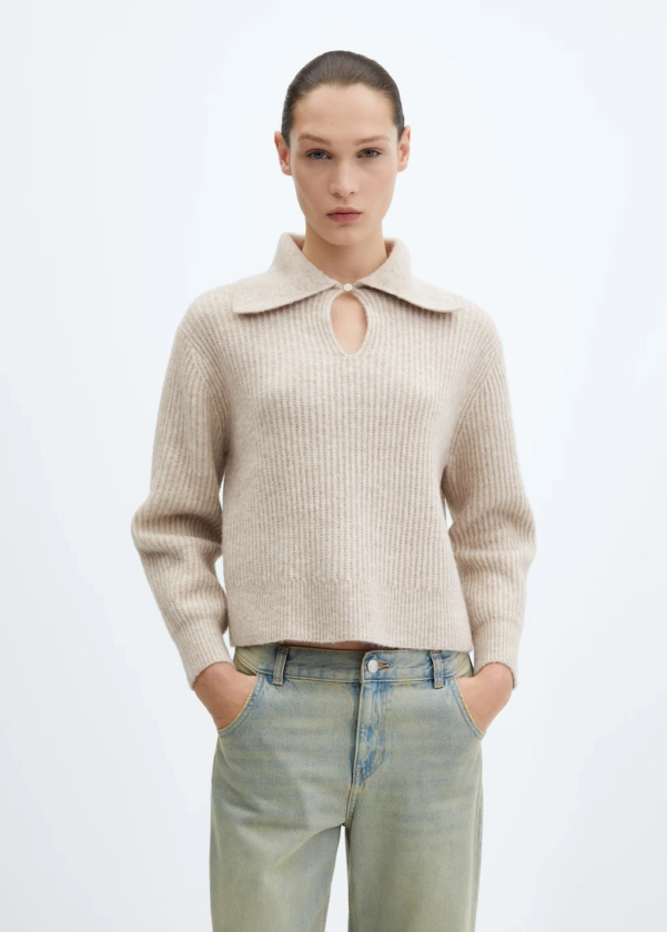 Pull-over maille col revers - Femme | MANGO France métropolitaine