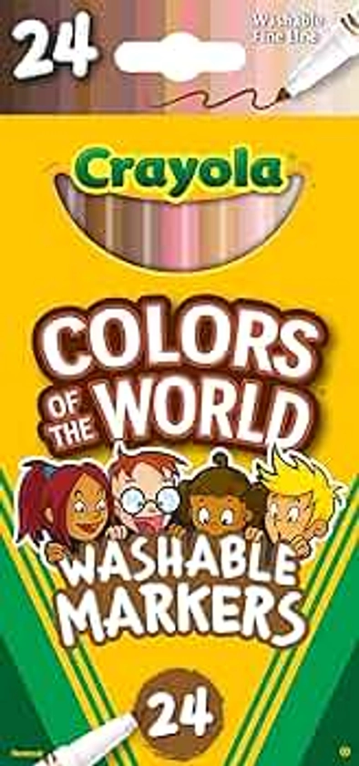 Crayola Colors of The World Markers 24 Count, Fine Line Washable Skin Tone Markers, 24