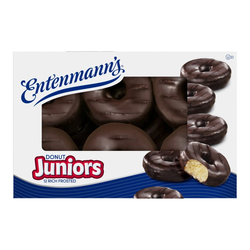 Entenmann's Rich Frosted Donut Juniors, 12 count, Soft Chocolate Donuts, 14 oz Box