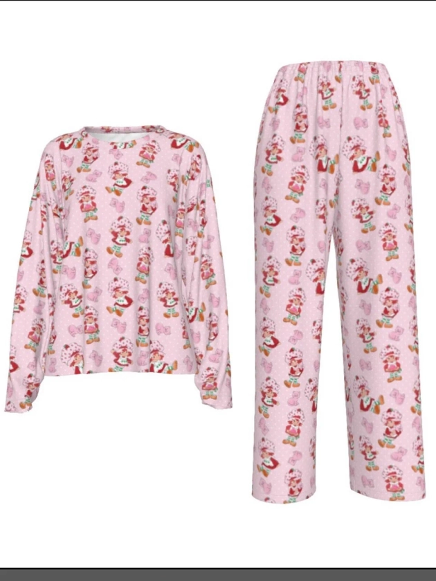 Strawberry Vintage Cartoon 80's Cartoon Woman's Sleepwear Pj's pajamas Sleep Set Lounge Set Loungewear Nostalgia Y2K - Etsy UK