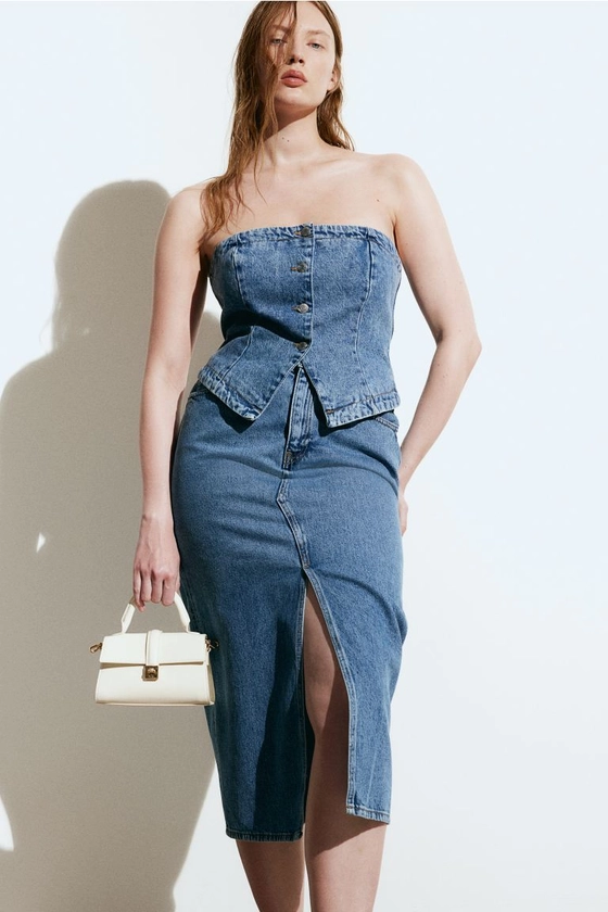 Džínový top bandeau - Denim blue - ŽENY | H&M CZ