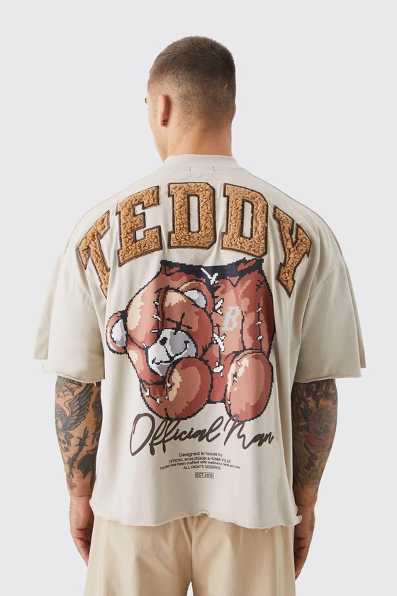 Oversized Boxy Heavyweight Borg Teddy Graphic T-shirt | boohooMAN AU