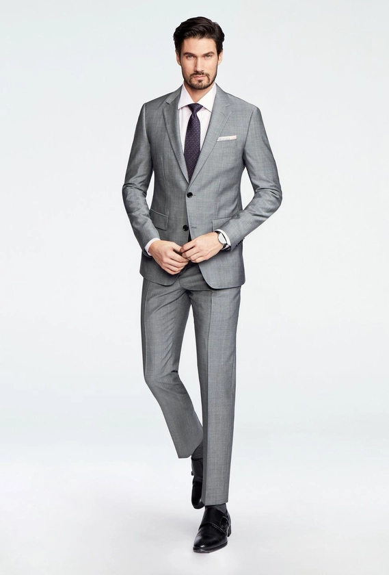 Custom Suits Made For You - Hamilton Sharkskin Light Gray Suit | INDOCHINO