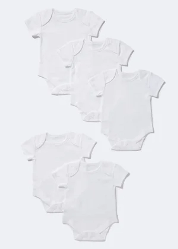 Baby 5 Pack White Bodysuits (Tiny Baby-23mths)