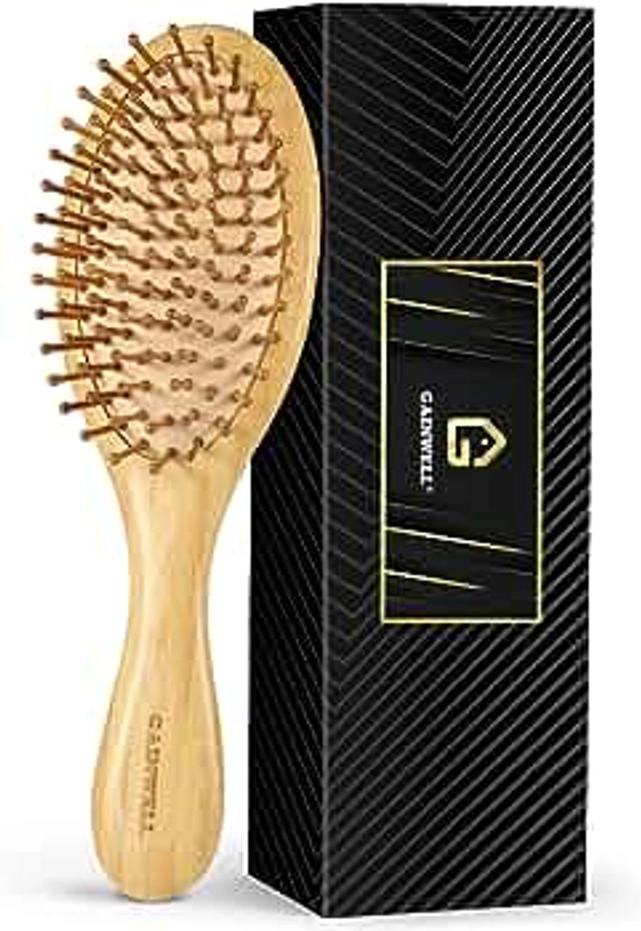 Bamboo Hair Brush for Hair Growth, Natural Bamboo Bristles Detangling Wooden Paddle Hairbrush for Massaging Scalp, for Women Men and Kids, for All Hair Types, with Ergonomic handle