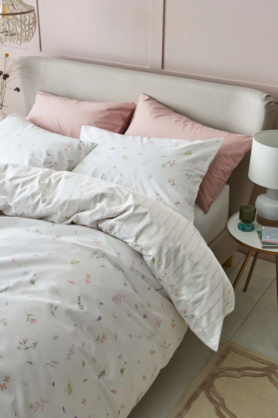 Buy White Petal 100% Cotton Printed Duvet Cover and Pillowcase Set from the Next UK online shop