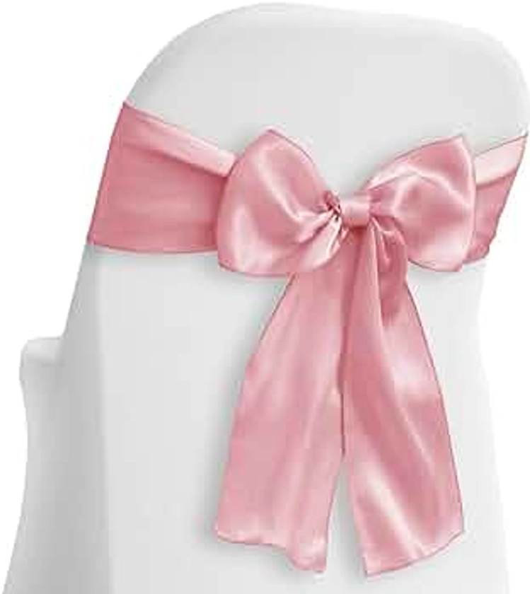 Lann's Linens - 10 Elegant Satin Wedding/Party Chair Cover Sashes/Bows - Ribbon Tie Back Sash - Pink