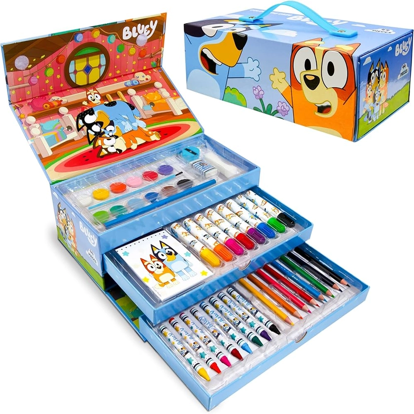 Bluey Kids Art Set 40 Plus Pieces Kids Colouring Sets Paints Colouring Pencils Crayons Art Supplies Gifts for Kids : Amazon.co.uk: Toys & Games