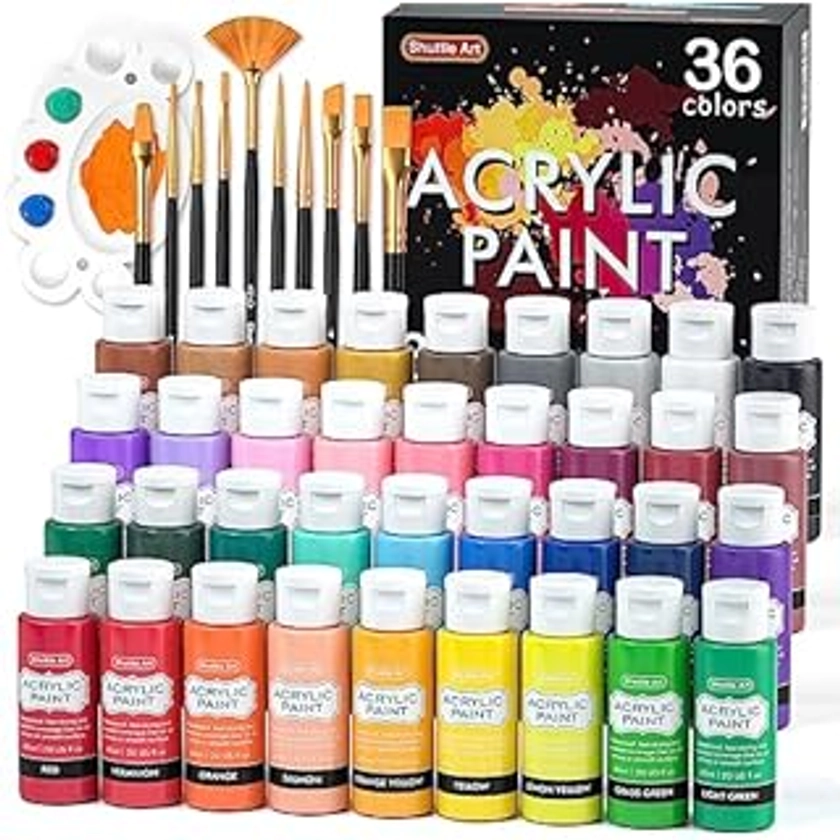Vicloon Acrylic Paint Set, 43 Pcs Acrylic Paint Set Colour Kit with 11 Paint Brushes, Non Toxic, for Paper, Canvas, Wood, Ceramic, Fabric, Craft for Beginners, Students, Kids or Hobby Painter : Amazon.co.uk: Home & Kitchen