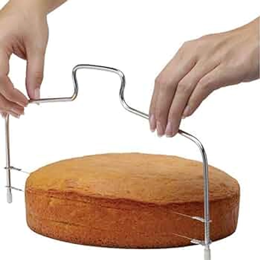 KOKSI Professional Stainless Steel Cake Cutter, Adjustable, Double Cutting Wire Leveller