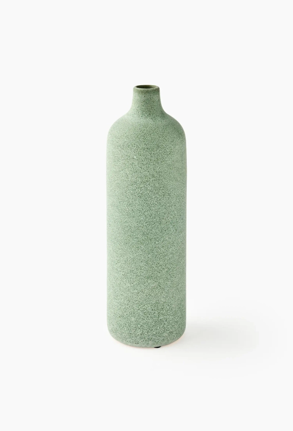 Vase droit bouteille, D9x9xH30, faïence VERT Monoprix Maison