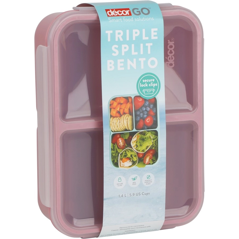 Decor Go Bento Box Triple Split 1.4L - Assorted*